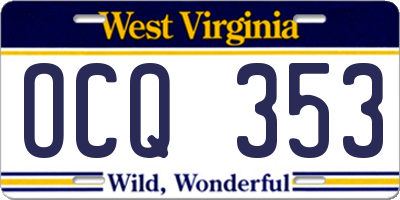WV license plate OCQ353