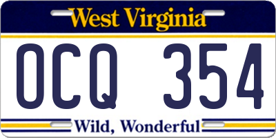 WV license plate OCQ354