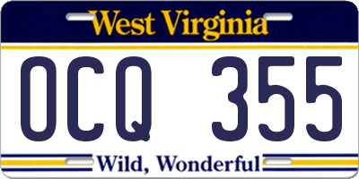 WV license plate OCQ355