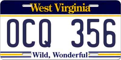 WV license plate OCQ356