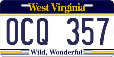 WV license plate OCQ357