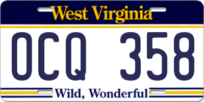 WV license plate OCQ358