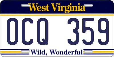 WV license plate OCQ359