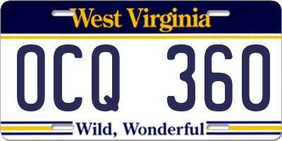 WV license plate OCQ360