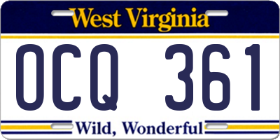WV license plate OCQ361