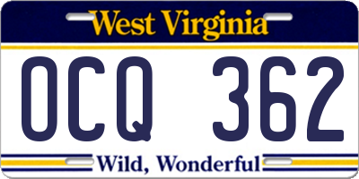 WV license plate OCQ362