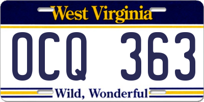 WV license plate OCQ363