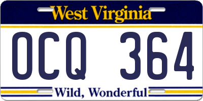 WV license plate OCQ364