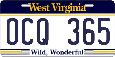 WV license plate OCQ365