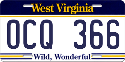 WV license plate OCQ366