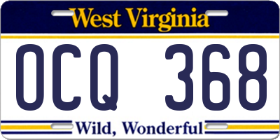 WV license plate OCQ368
