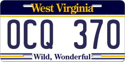WV license plate OCQ370