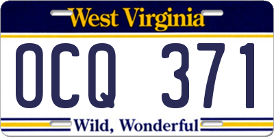WV license plate OCQ371