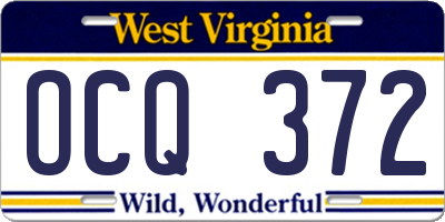 WV license plate OCQ372
