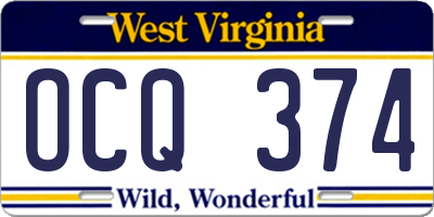 WV license plate OCQ374
