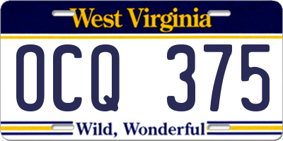 WV license plate OCQ375