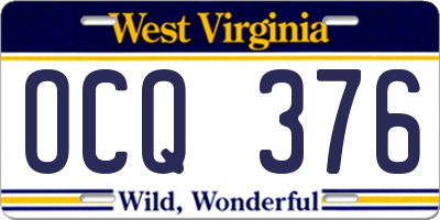 WV license plate OCQ376