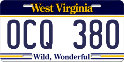 WV license plate OCQ380