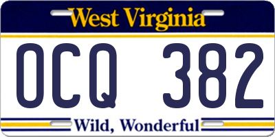 WV license plate OCQ382