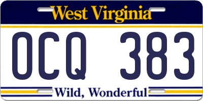 WV license plate OCQ383