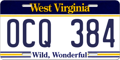 WV license plate OCQ384