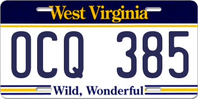 WV license plate OCQ385