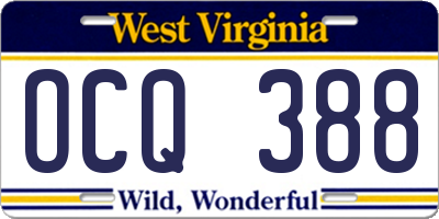 WV license plate OCQ388