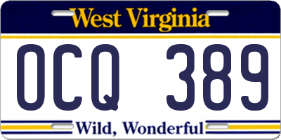 WV license plate OCQ389