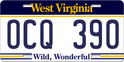 WV license plate OCQ390