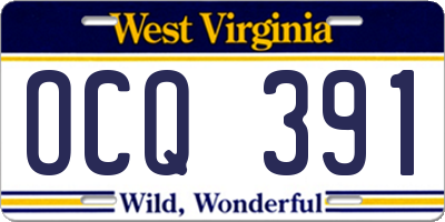 WV license plate OCQ391