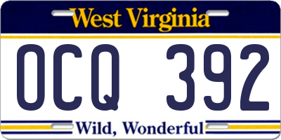 WV license plate OCQ392