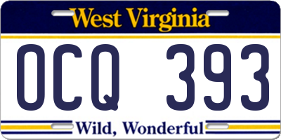 WV license plate OCQ393
