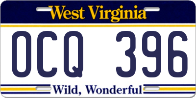 WV license plate OCQ396