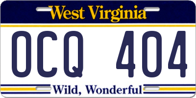 WV license plate OCQ404