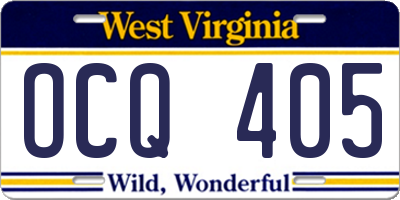 WV license plate OCQ405