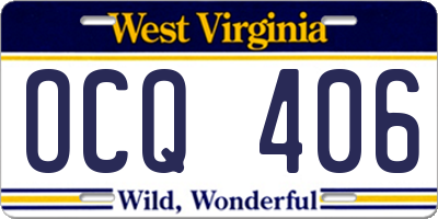 WV license plate OCQ406