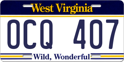WV license plate OCQ407