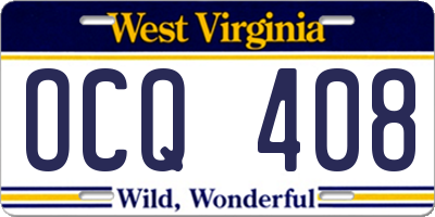WV license plate OCQ408