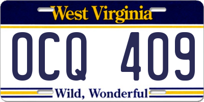 WV license plate OCQ409