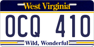 WV license plate OCQ410