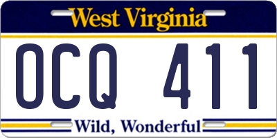 WV license plate OCQ411