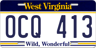 WV license plate OCQ413