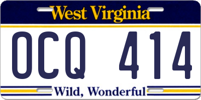 WV license plate OCQ414