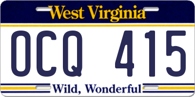 WV license plate OCQ415
