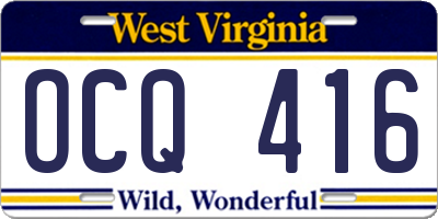 WV license plate OCQ416