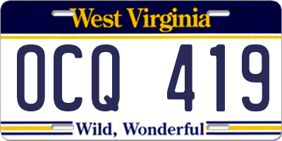 WV license plate OCQ419