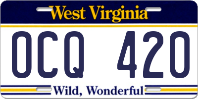 WV license plate OCQ420