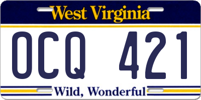 WV license plate OCQ421