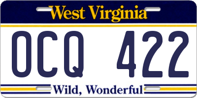 WV license plate OCQ422