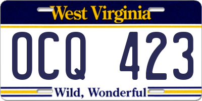 WV license plate OCQ423